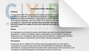 Vaccination Policy- Mandatory