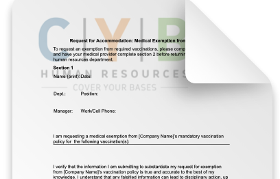 Request for Accommodation- Medical Exemption from Vaccination